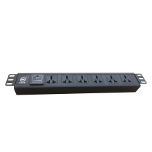 Custom 19 inch universal standard 1.5U 6 Way PDU with surge protector for industrial